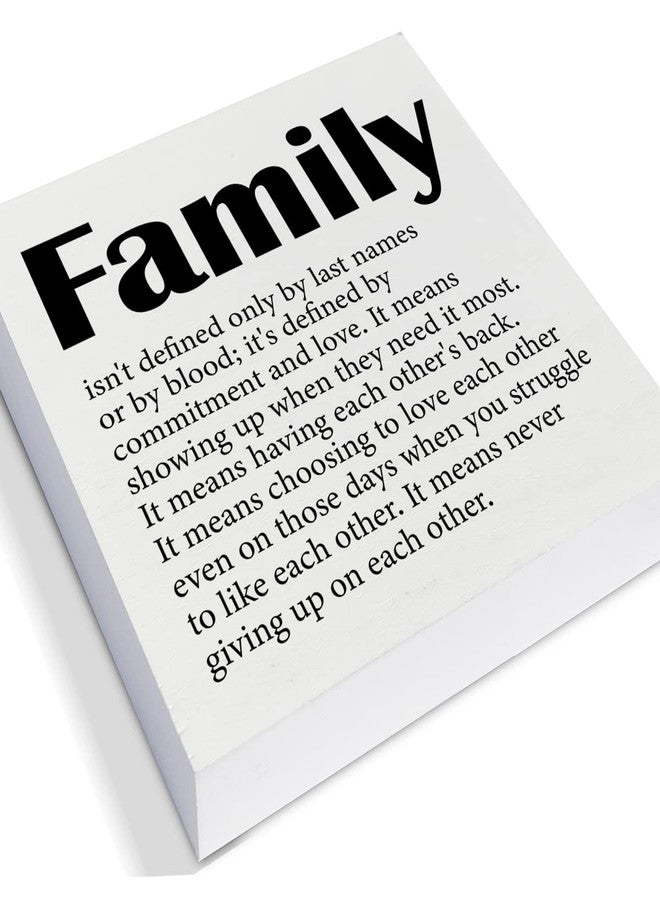 PIXCEOS Family Quote Decorative Wooden Box Sign Family isn't Defined Wood Block Plaque Decor Rustic Shelf or Wall Display for Home Living Room Bedroom - Image 2